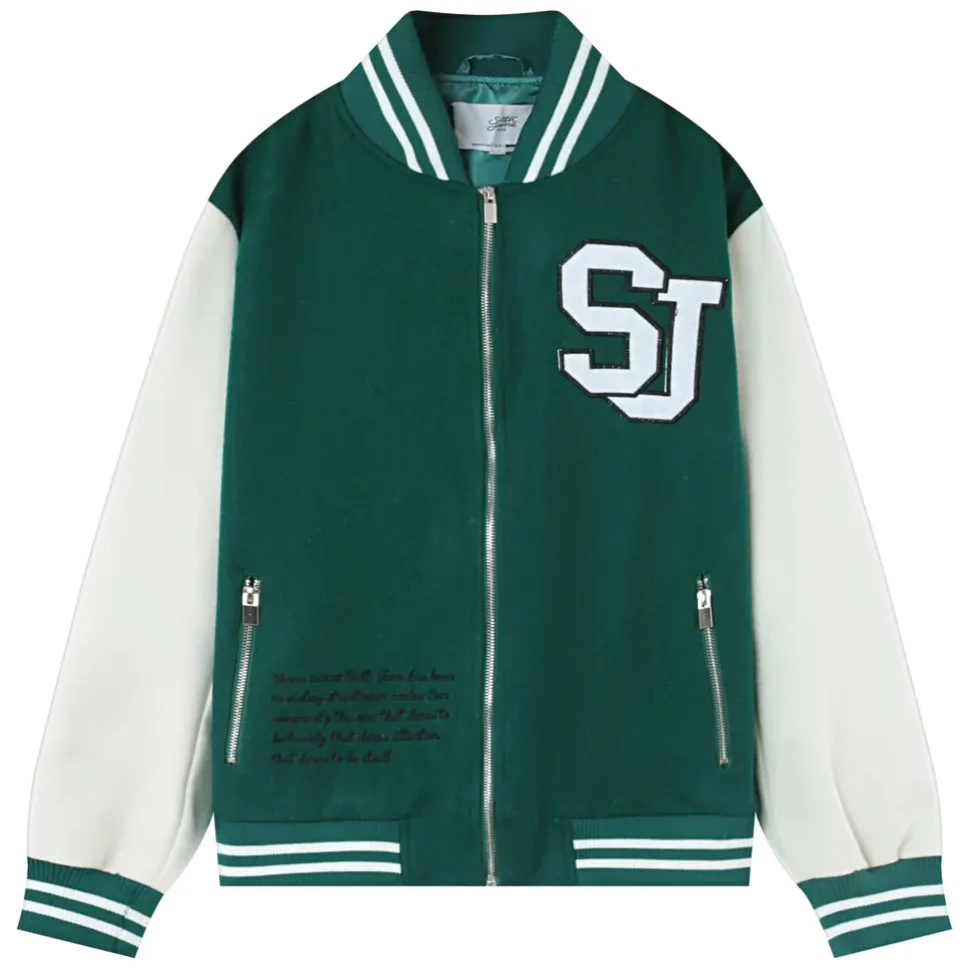 Veste Teddy Bicolore Vert Fonce