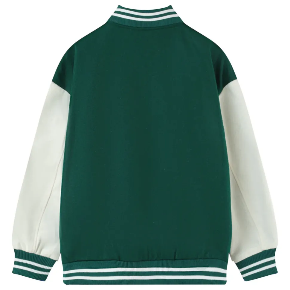Veste Teddy Bicolore Vert Fonce