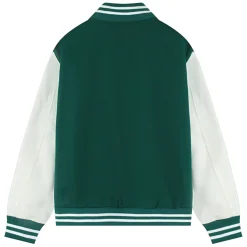 Veste Teddy Bicolore Vert Fonce