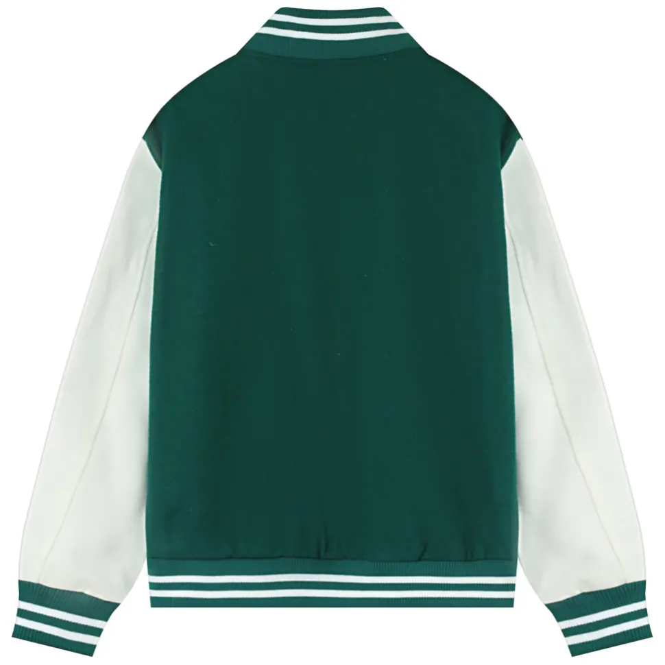 Veste Teddy Bicolore Vert Fonce