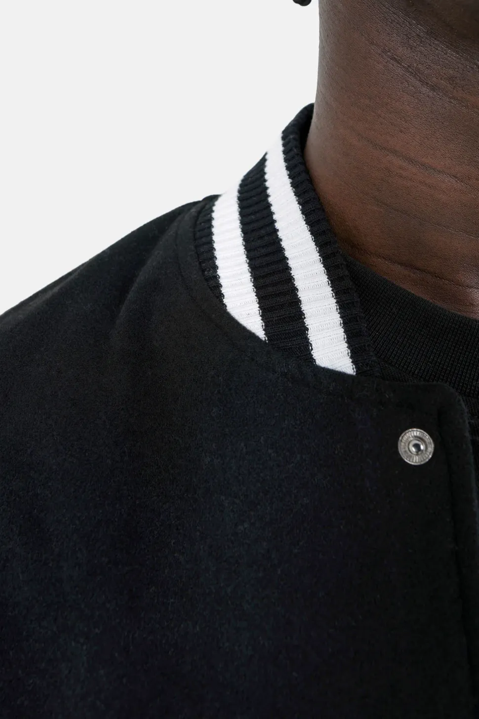 Veste Teddy Bi-Matiere Imprime Noir