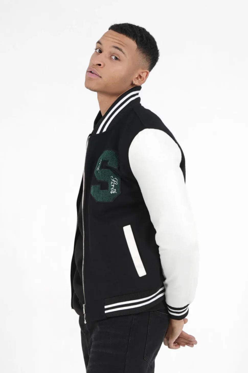 Veste Teddy Universitaire Noir
