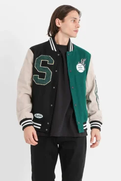 Veste Universitaire Bicolore Noir