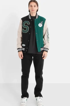 Veste Universitaire Bicolore Noir