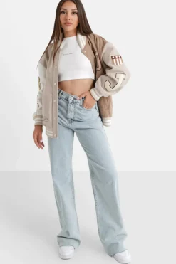 Veste Universitaire Bicolore Beige