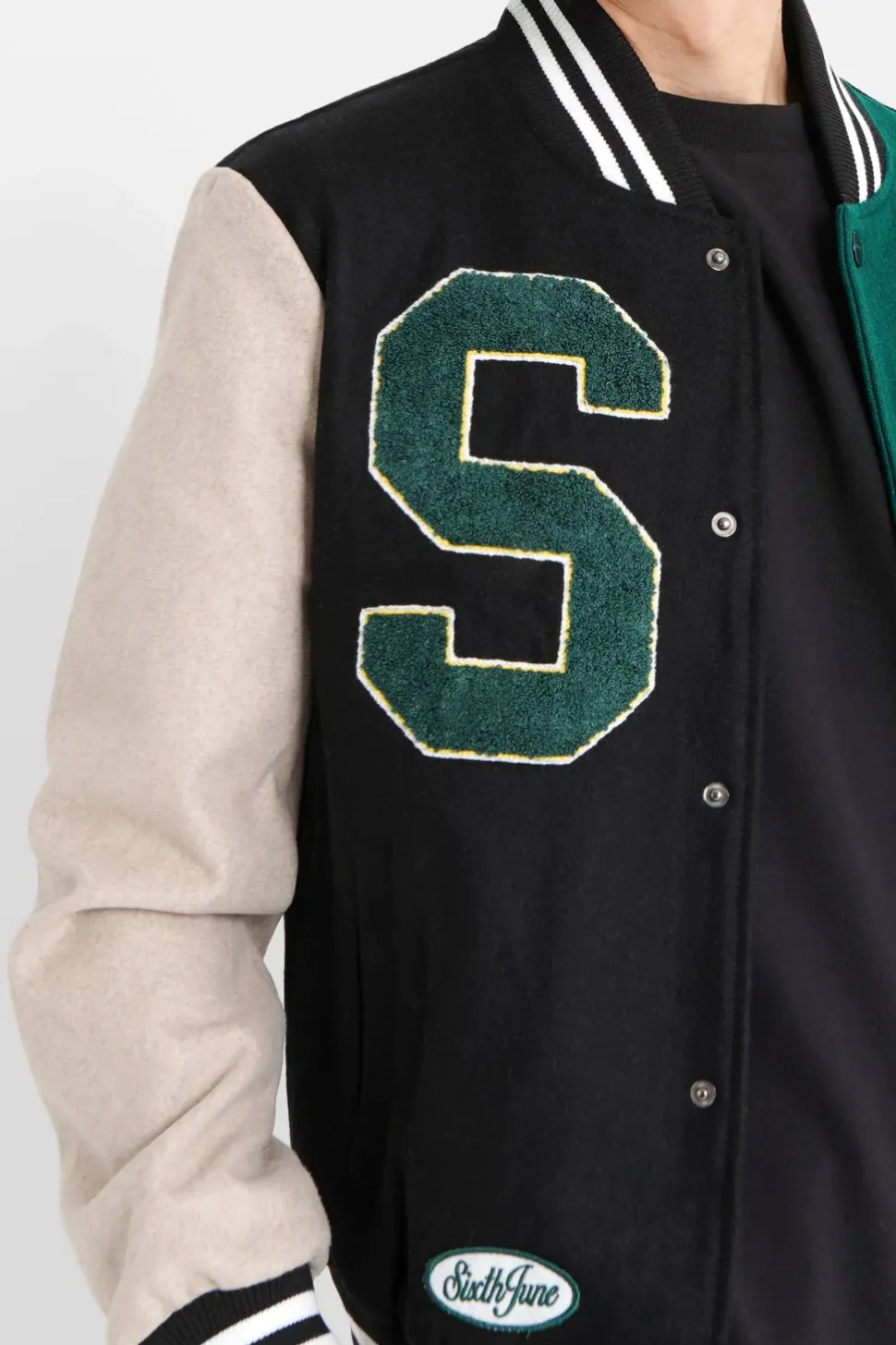 Veste Universitaire Bicolore Noir