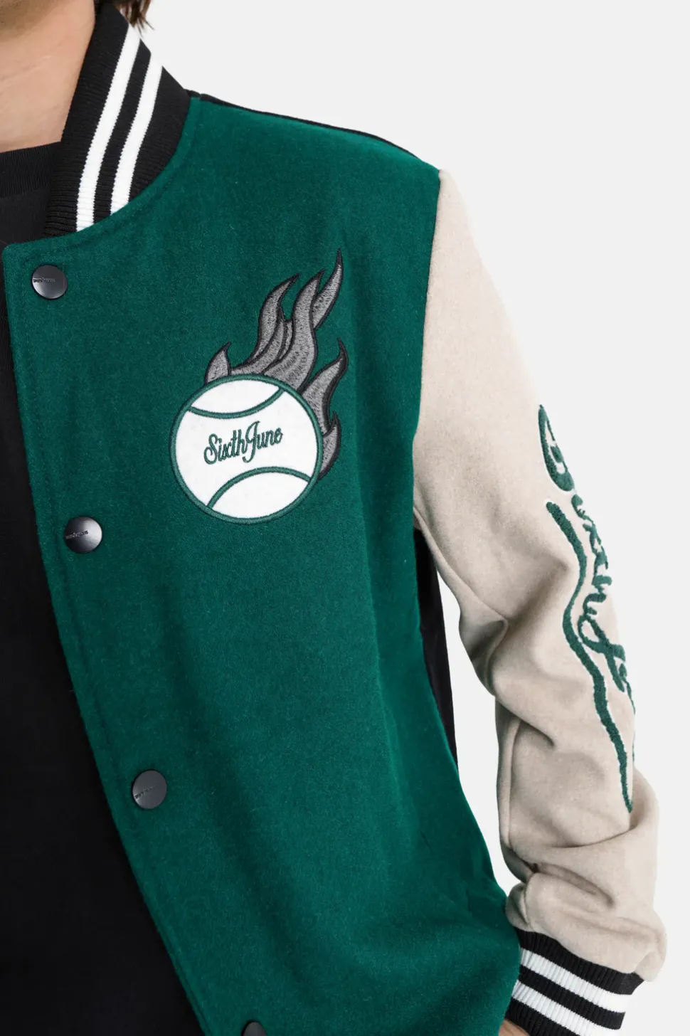 Veste Universitaire Bicolore Noir