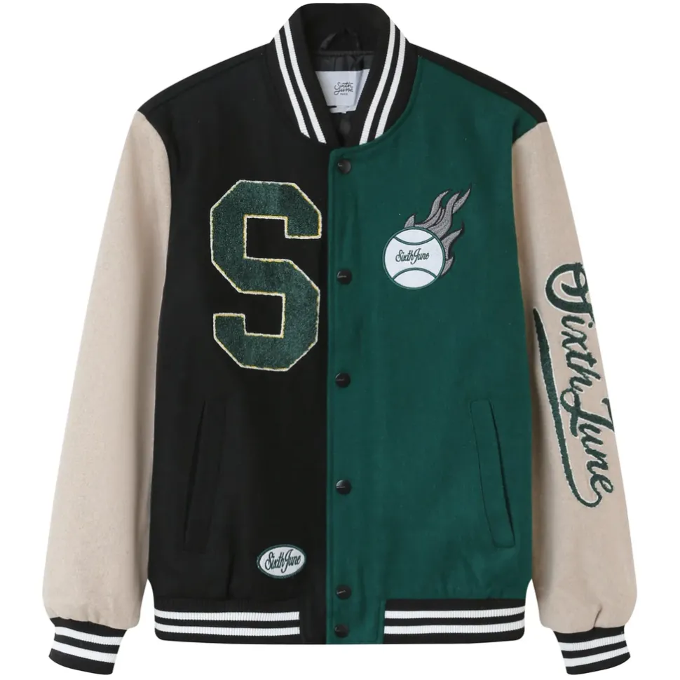 Veste Universitaire Bicolore Noir