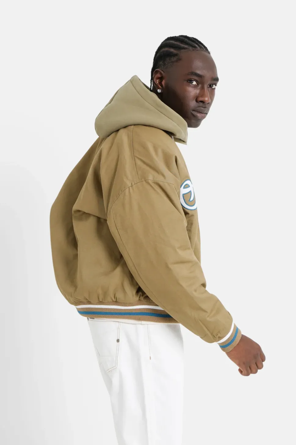 Veste Universitaire Brodee Vert Kaki