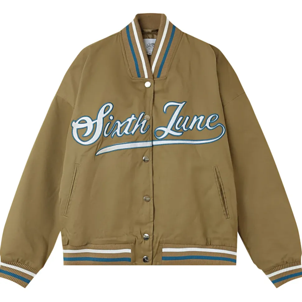 Veste Universitaire Brodee Vert Kaki
