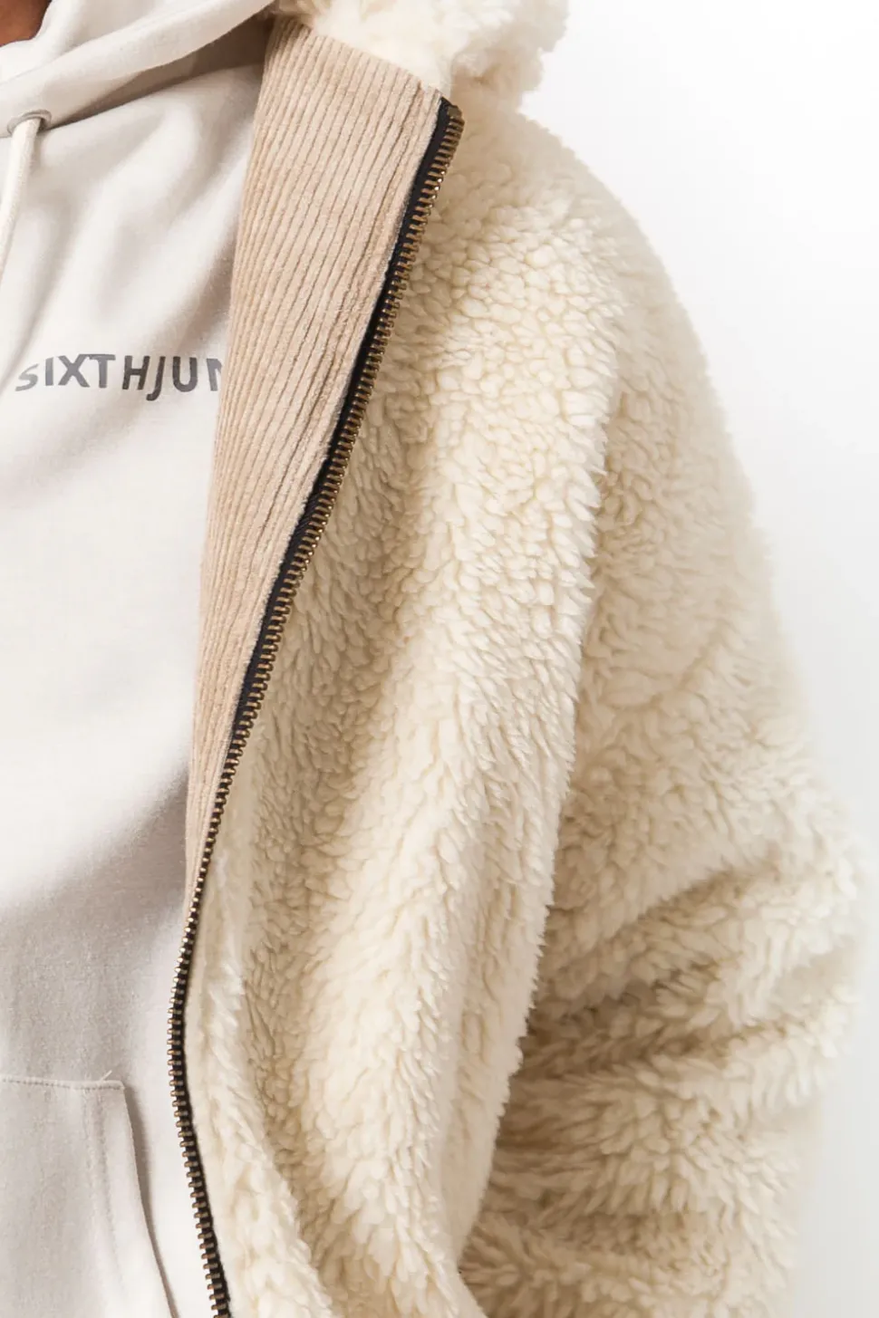 Veste Velours Sherpa Reversible Beige