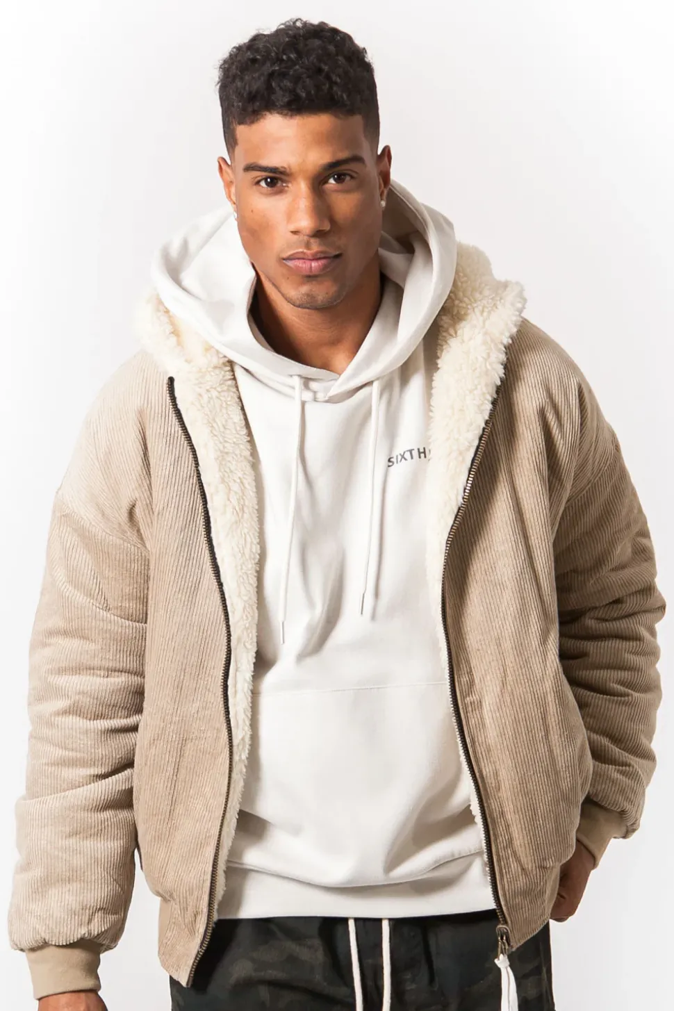Veste Velours Sherpa Reversible Beige