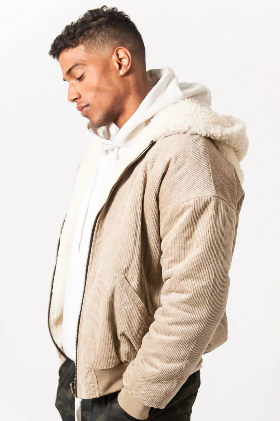 Veste Velours Sherpa Reversible Beige